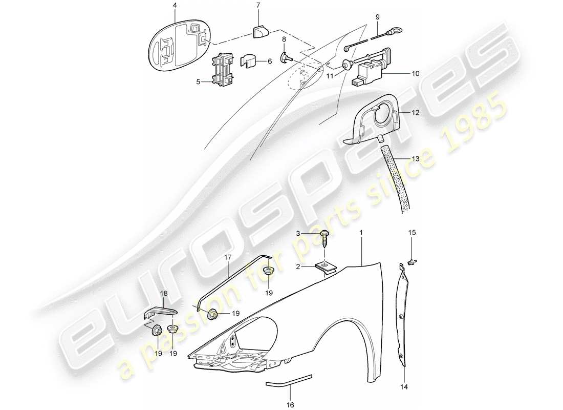 porsche 997 gt3 (2011) fender part diagram