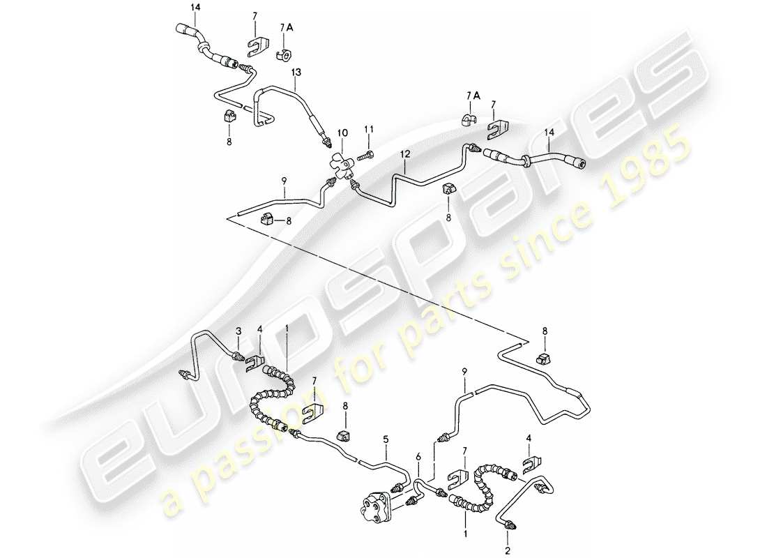 porsche 993 (1996) brake line - front axle - underbody - rear axle part diagram