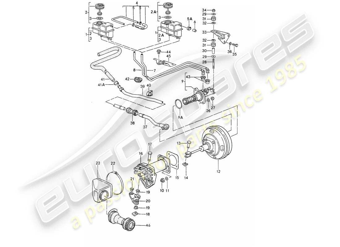 porsche 993 (1996) reservoir for - brake fluid - brake master cylinder part diagram