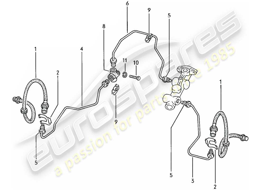 porsche 924 (1977) brake lines part diagram