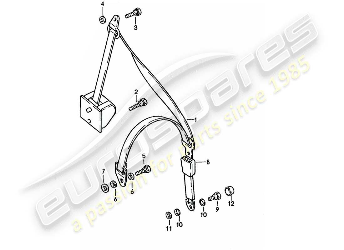 porsche 928 (1992) seat belt part diagram