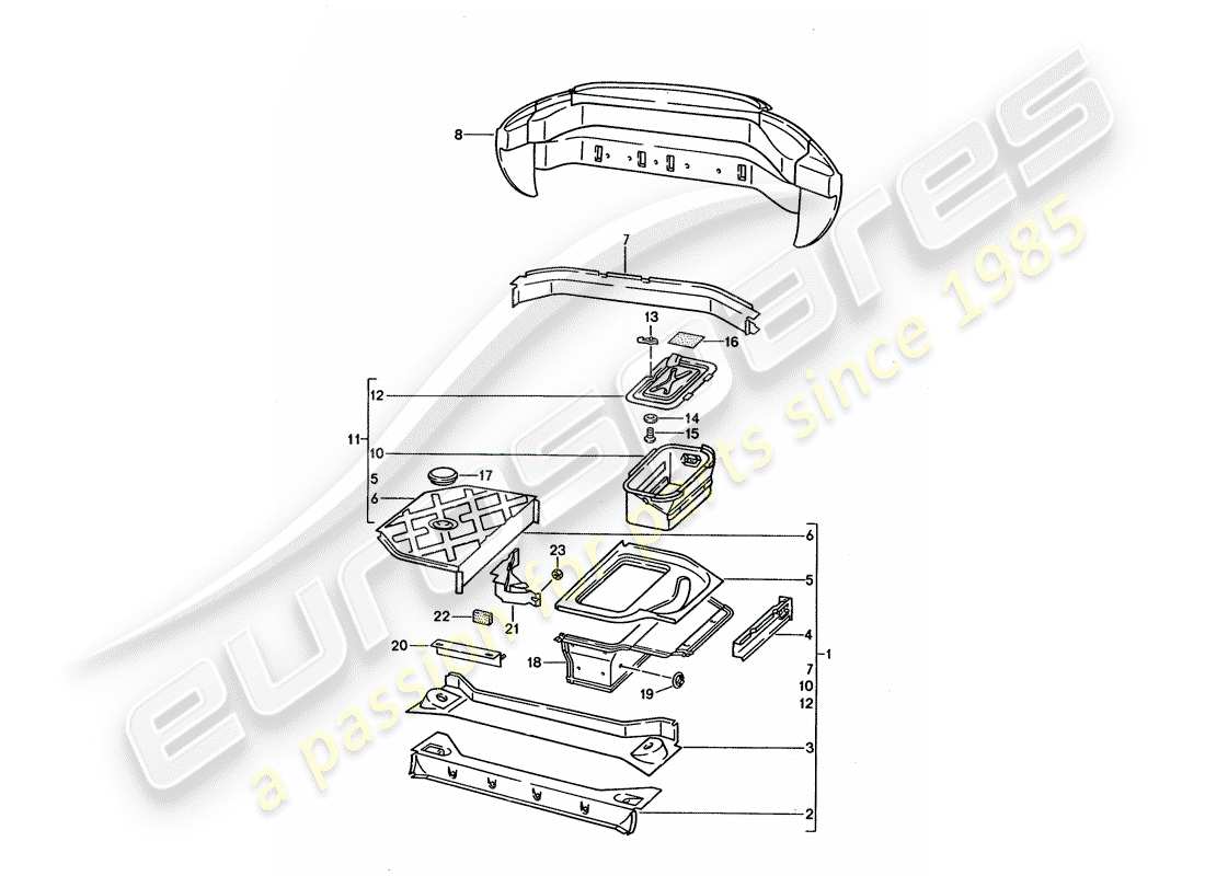 porsche 928 (1992) frame - rear end part diagram