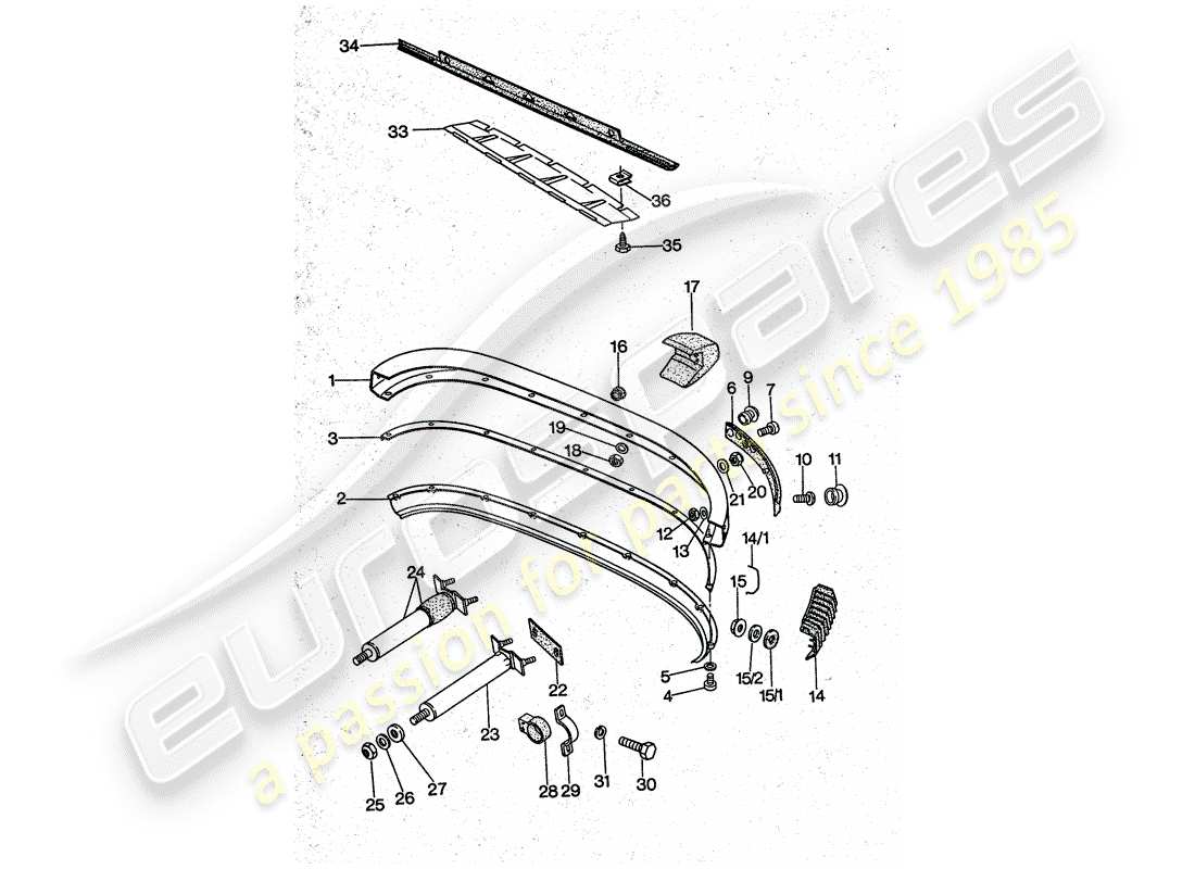 porsche 911 turbo (1977) bumper part diagram