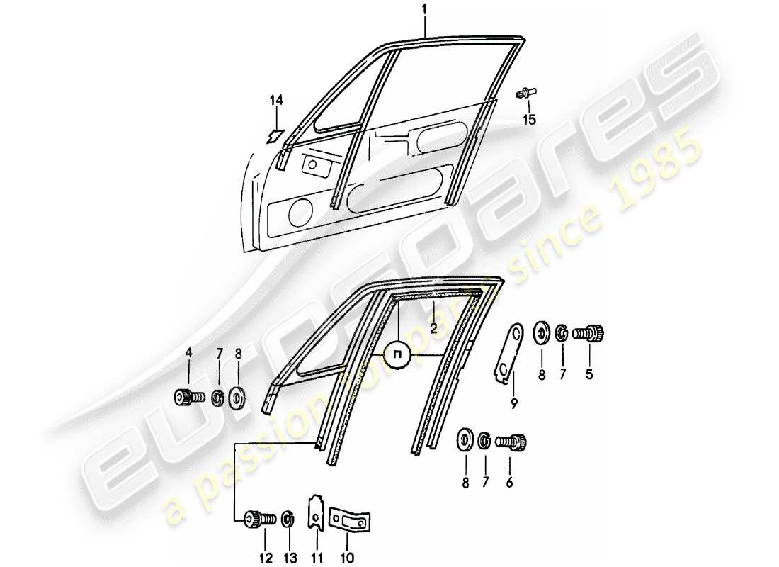 porsche 911 (1980) window frame part diagram