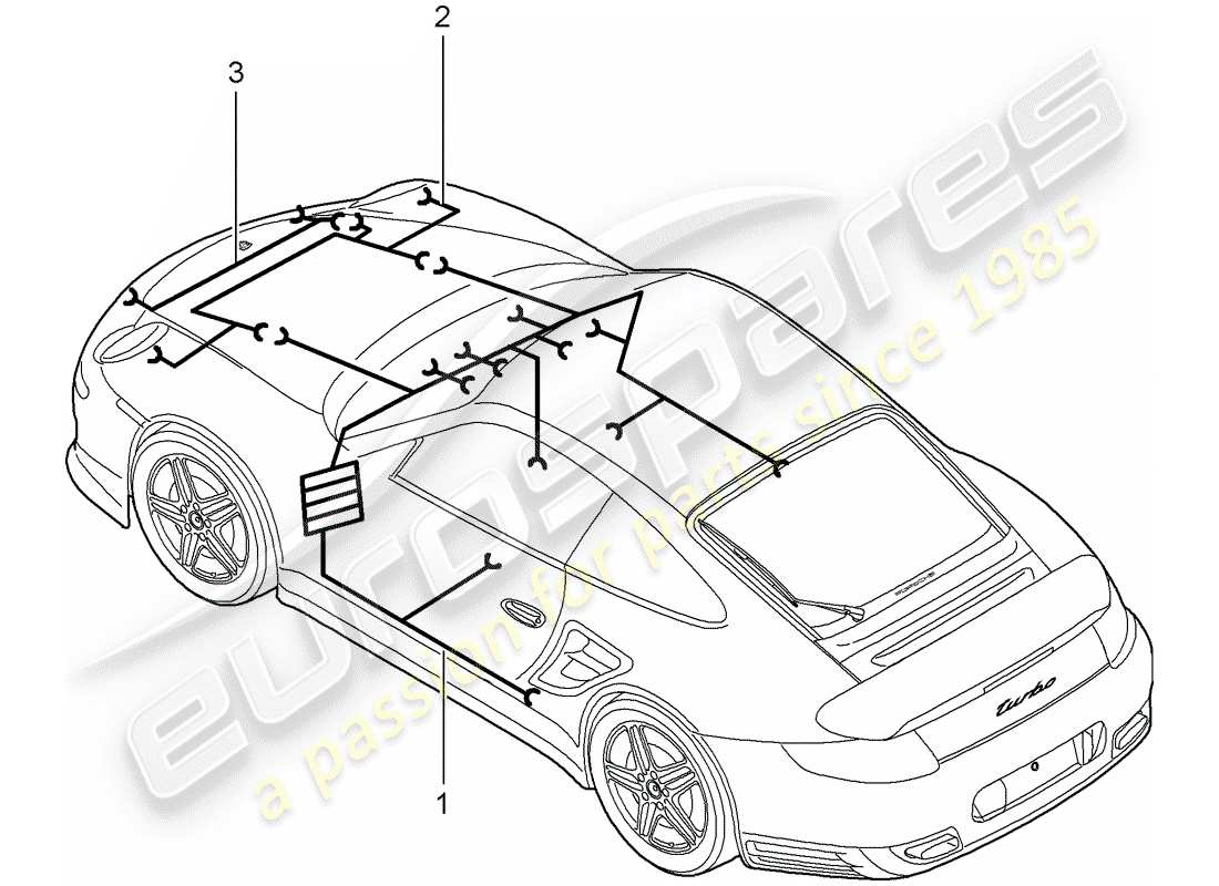 porsche 997 t/gt2 (2008) wiring harnesses part diagram