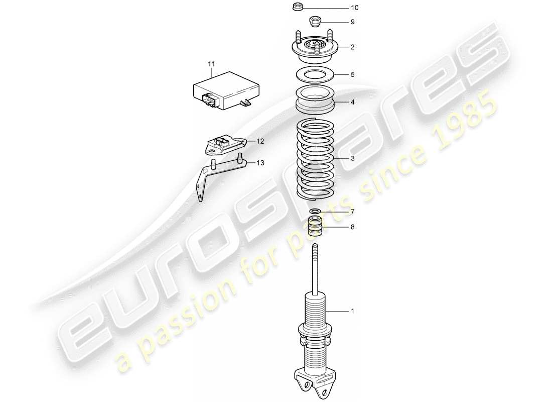 porsche 997 t/gt2 (2008) shock absorber part diagram