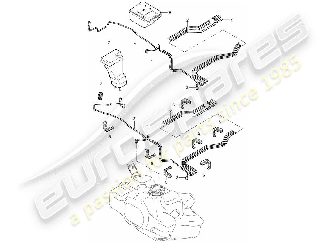 porsche 997 t/gt2 (2008) fuel system part diagram