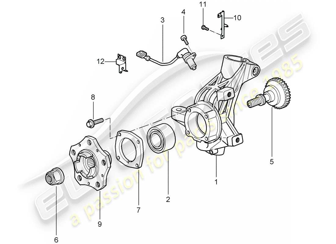 porsche 997 gt3 (2011) wheel carrier part diagram