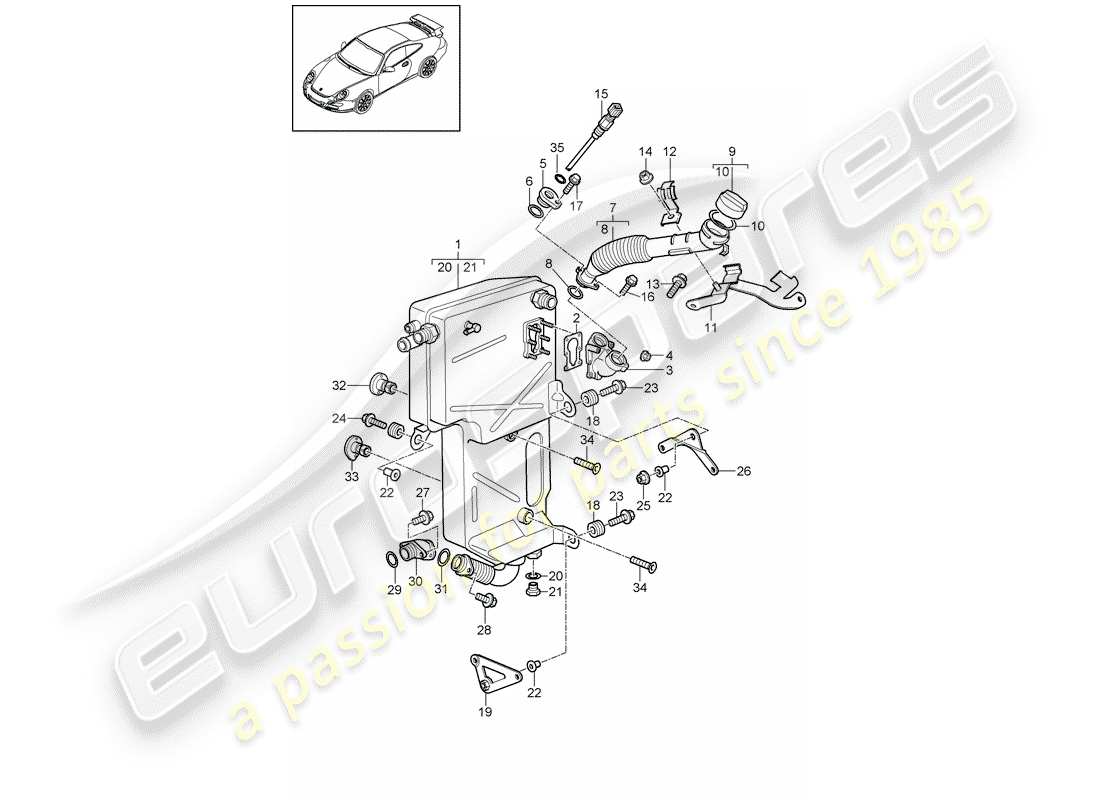 porsche 997 gt3 (2011) engine lubrication part diagram