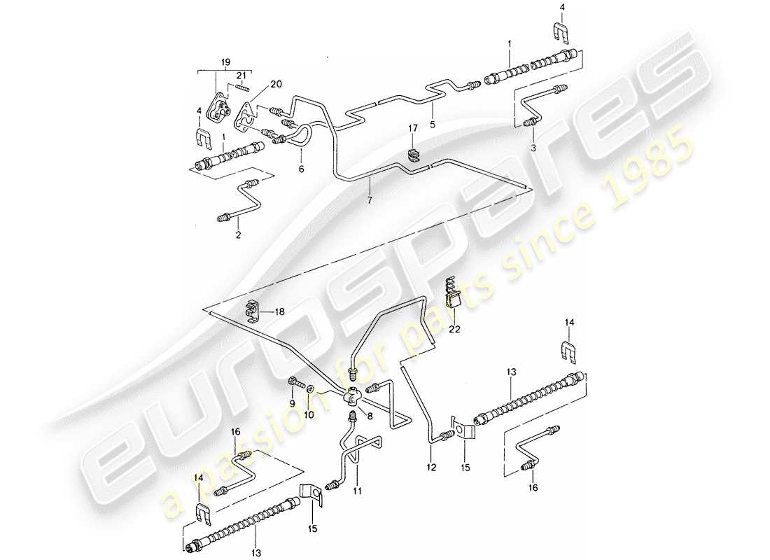 porsche 964 (1991) brake line - front axle - underbody - rear axle part diagram