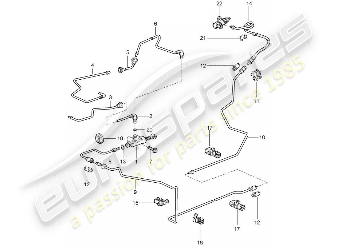 porsche 997 t/gt2 (2008) hydraulic clutch part diagram