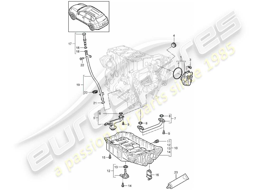 porsche cayenne e2 (2015) oil pump part diagram