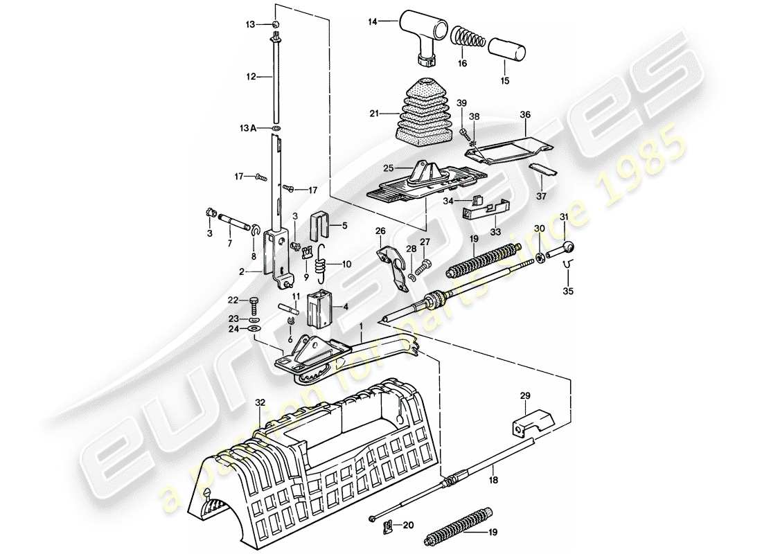 porsche 928 (1980) shift mechanism - automatic transmission part diagram