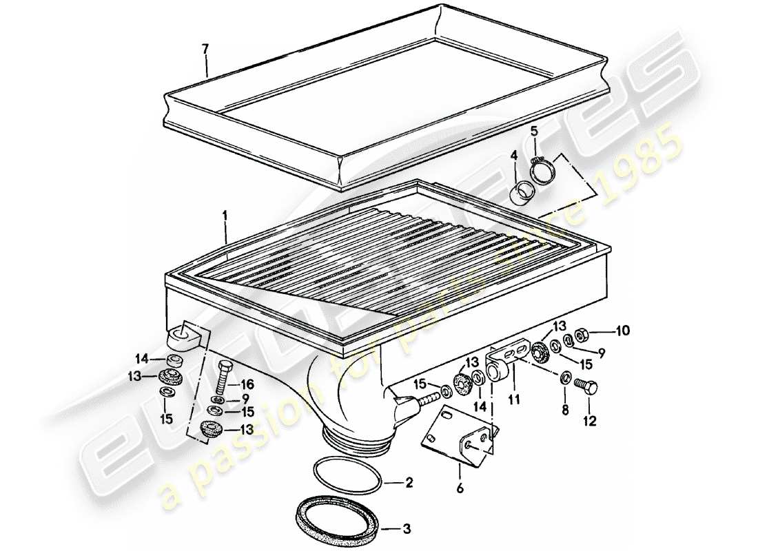 porsche 911 (1980) charge air cooler part diagram