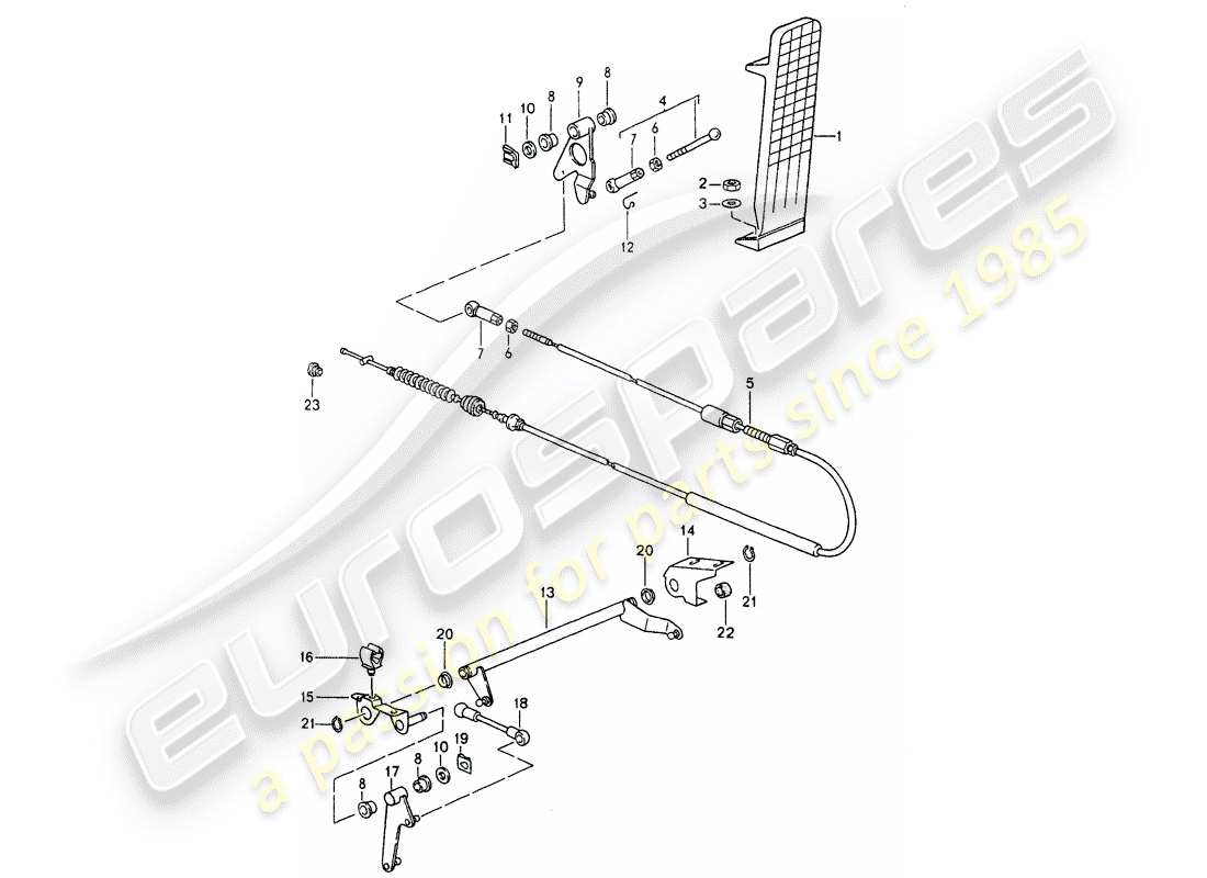 porsche 964 (1993) pedals - throttle control part diagram