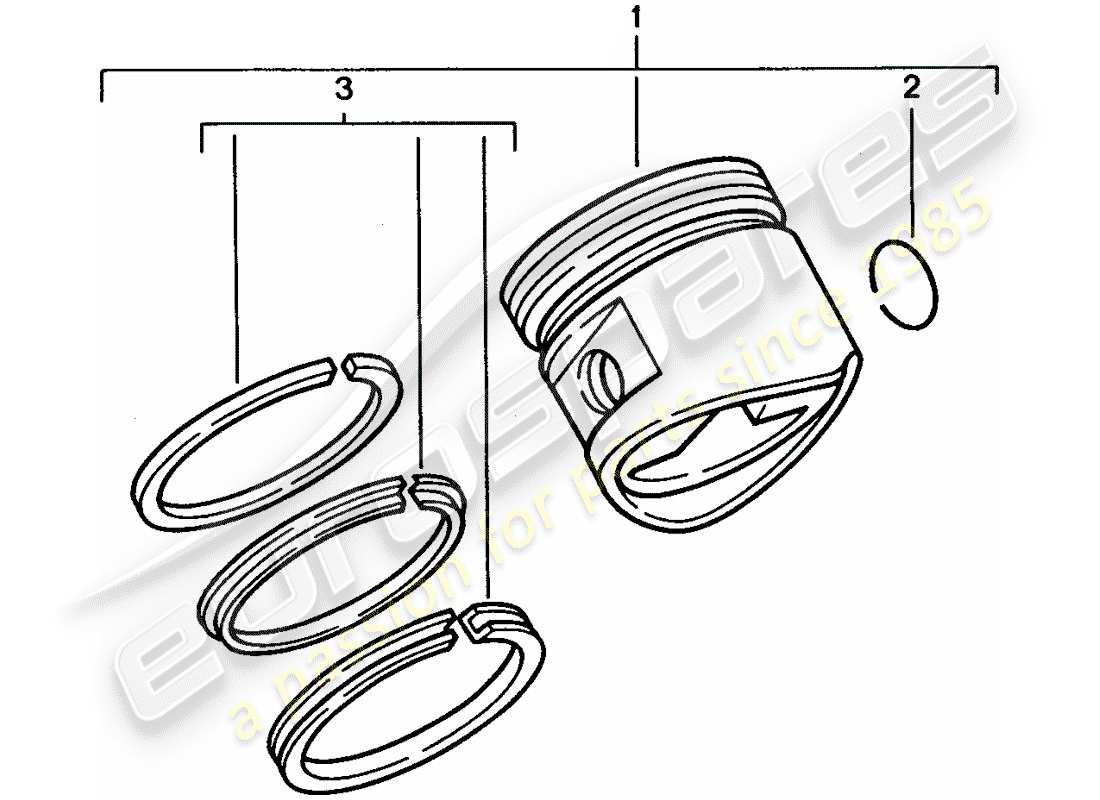 porsche 928 (1992) piston - piston rings part diagram