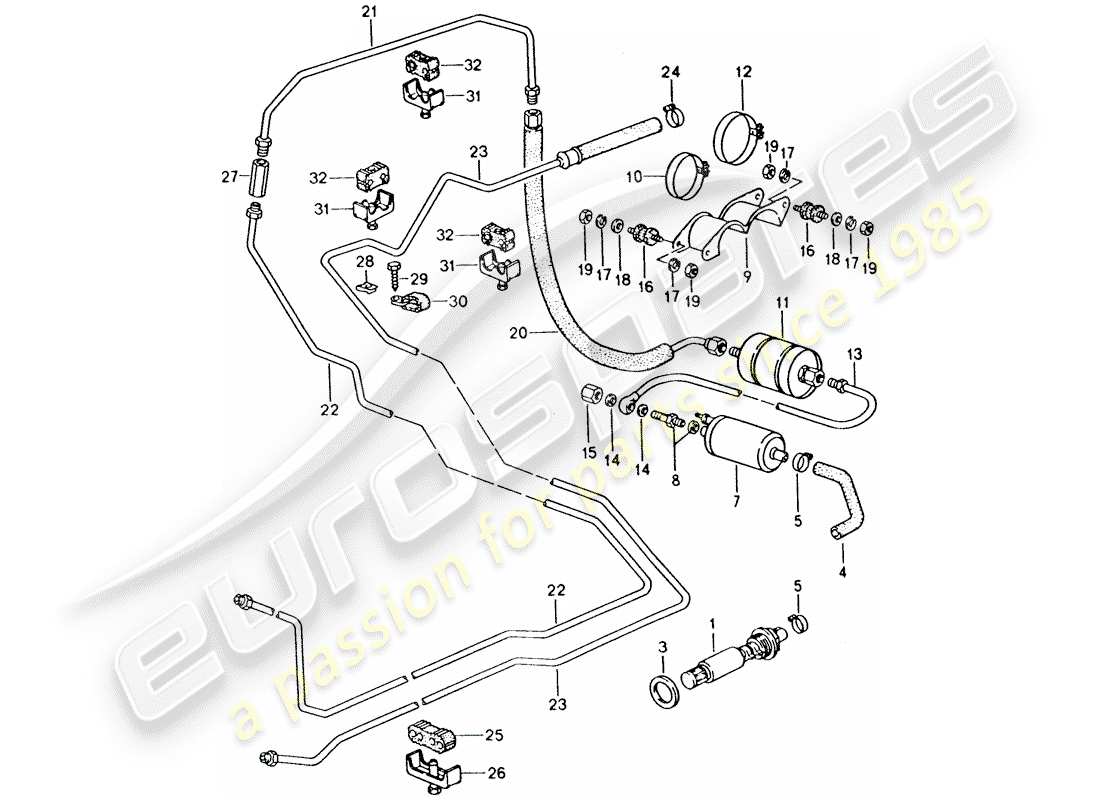 porsche 928 (1992) fuel system part diagram