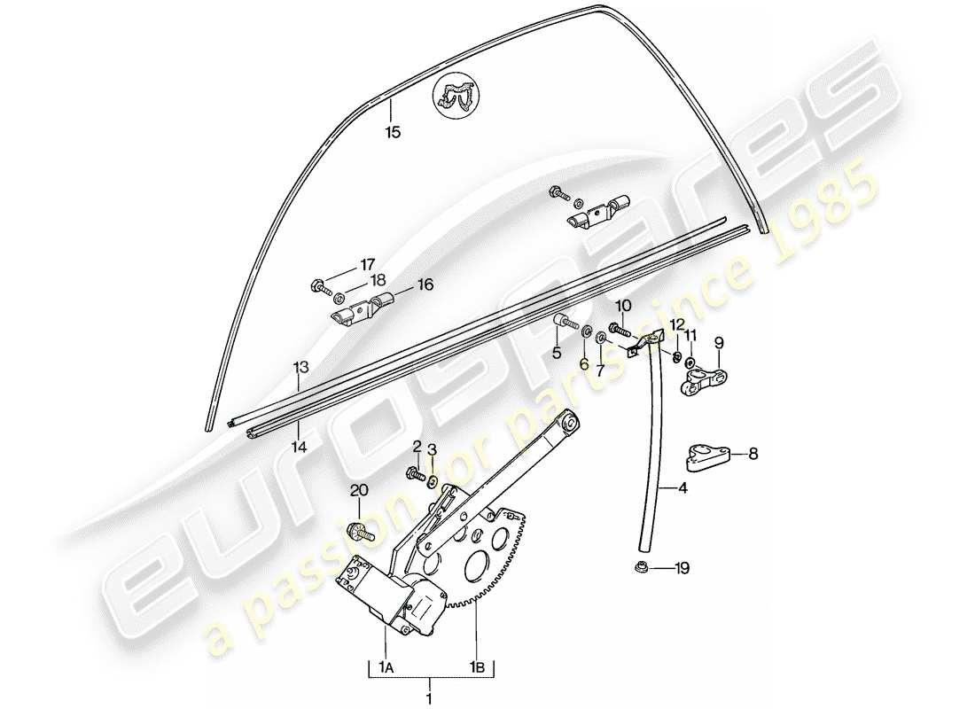 porsche 928 (1980) window regulator part diagram