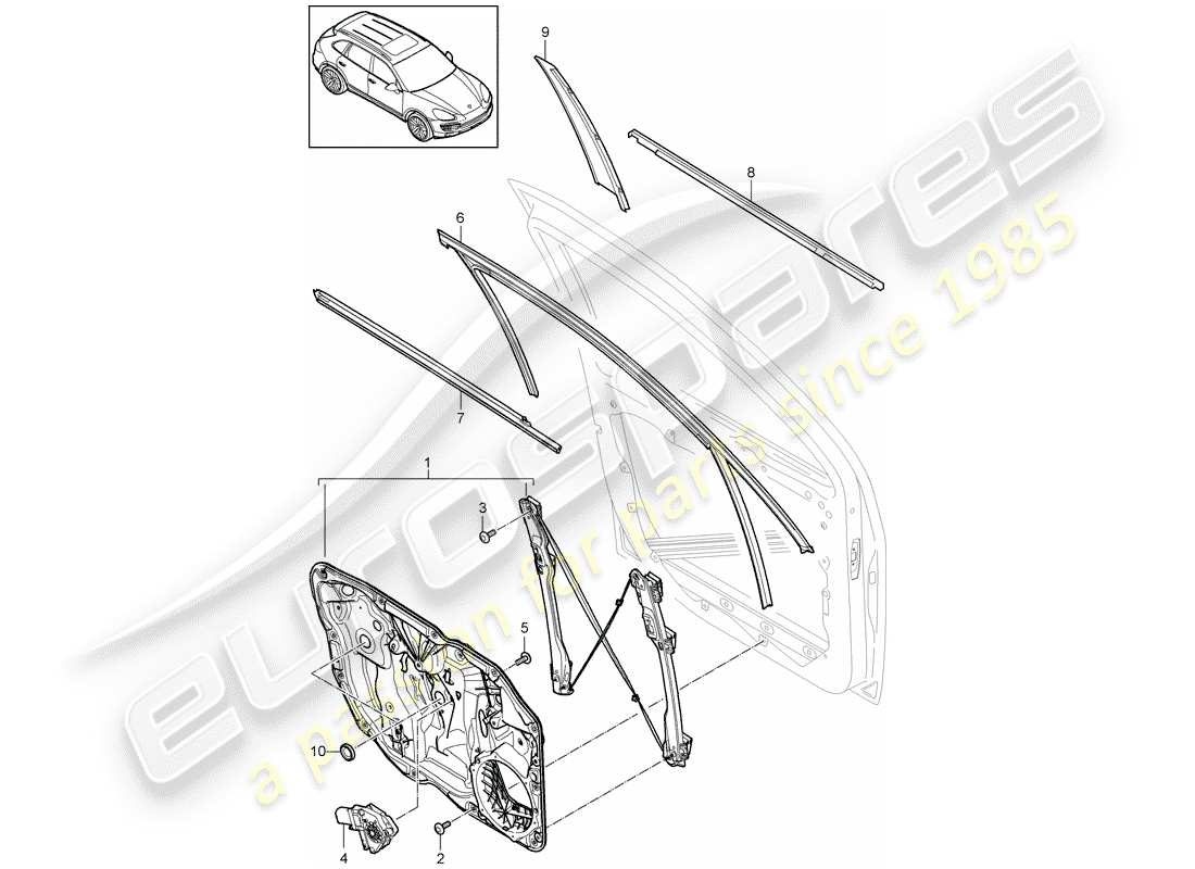 porsche cayenne e2 (2014) window regulator part diagram