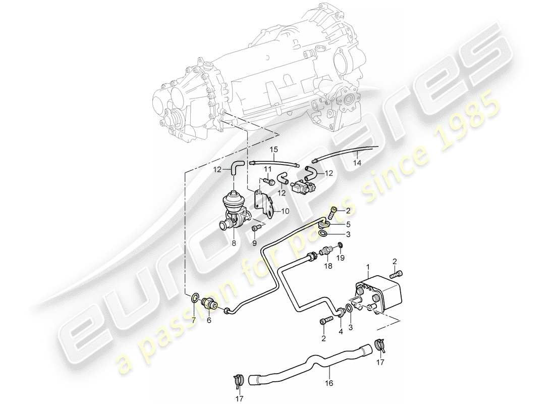 porsche 996 (1998) tiptronic - - gear oil cooler - oil pressure line for - gear oil cooling - d - mj 2002>> part diagram