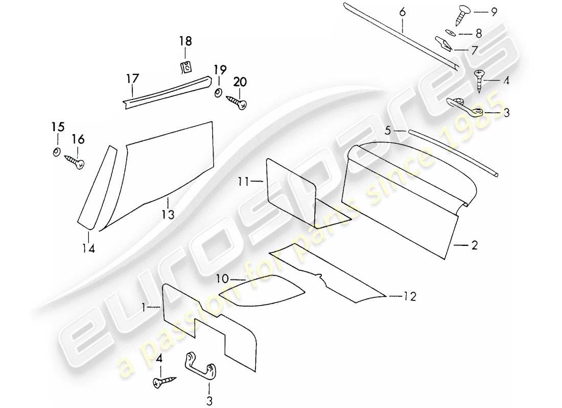 porsche 911 (1971) interior equipment part diagram