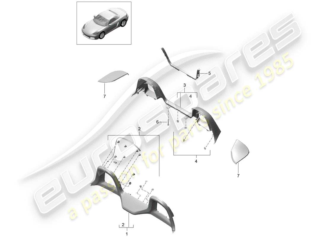 porsche 718 boxster (2018) trims part diagram