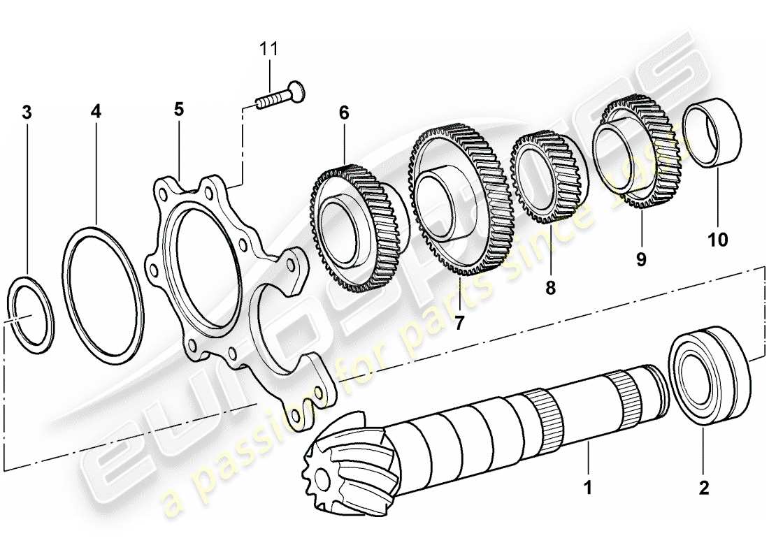 porsche 996 (2002) gears and shafts part diagram