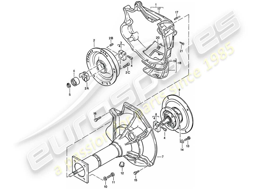 porsche 924 (1979) central tube - automatic transmission part diagram