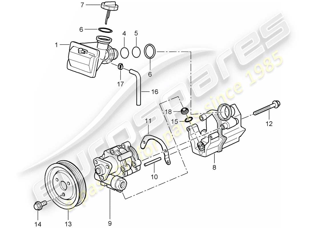 porsche boxster 987 (2008) power steering part diagram