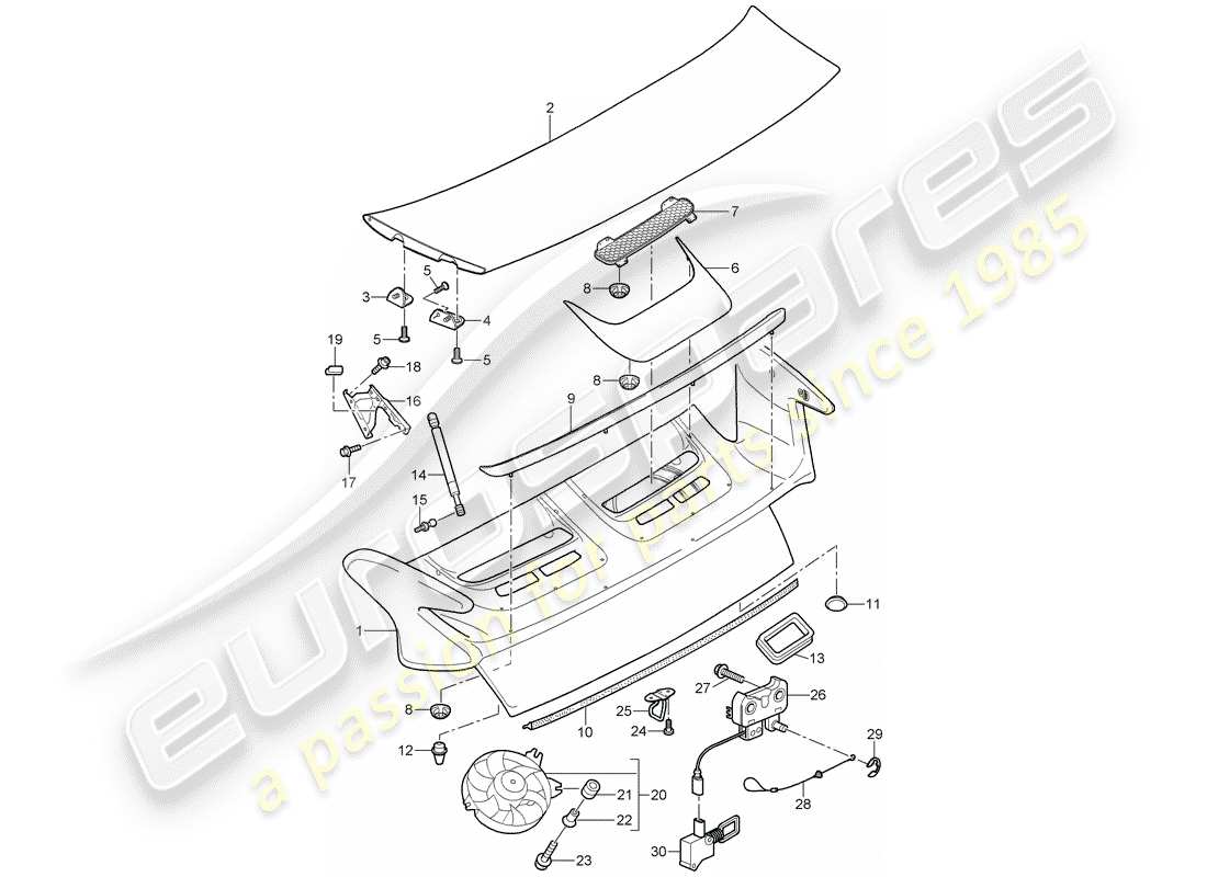 porsche 997 gt3 (2008) cover part diagram