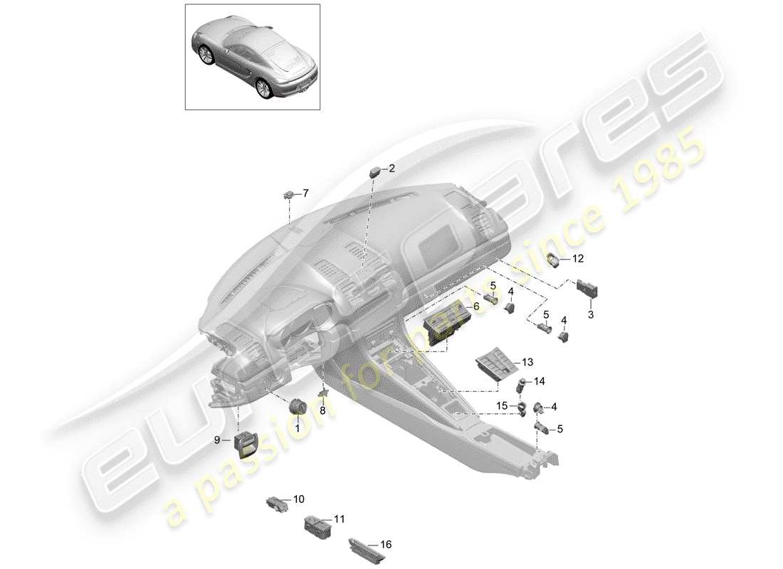 porsche cayman 981 (2016) switch part diagram