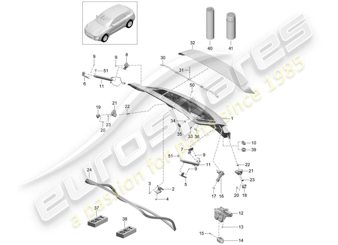 porsche macan (2015) rear trunk lid part diagram