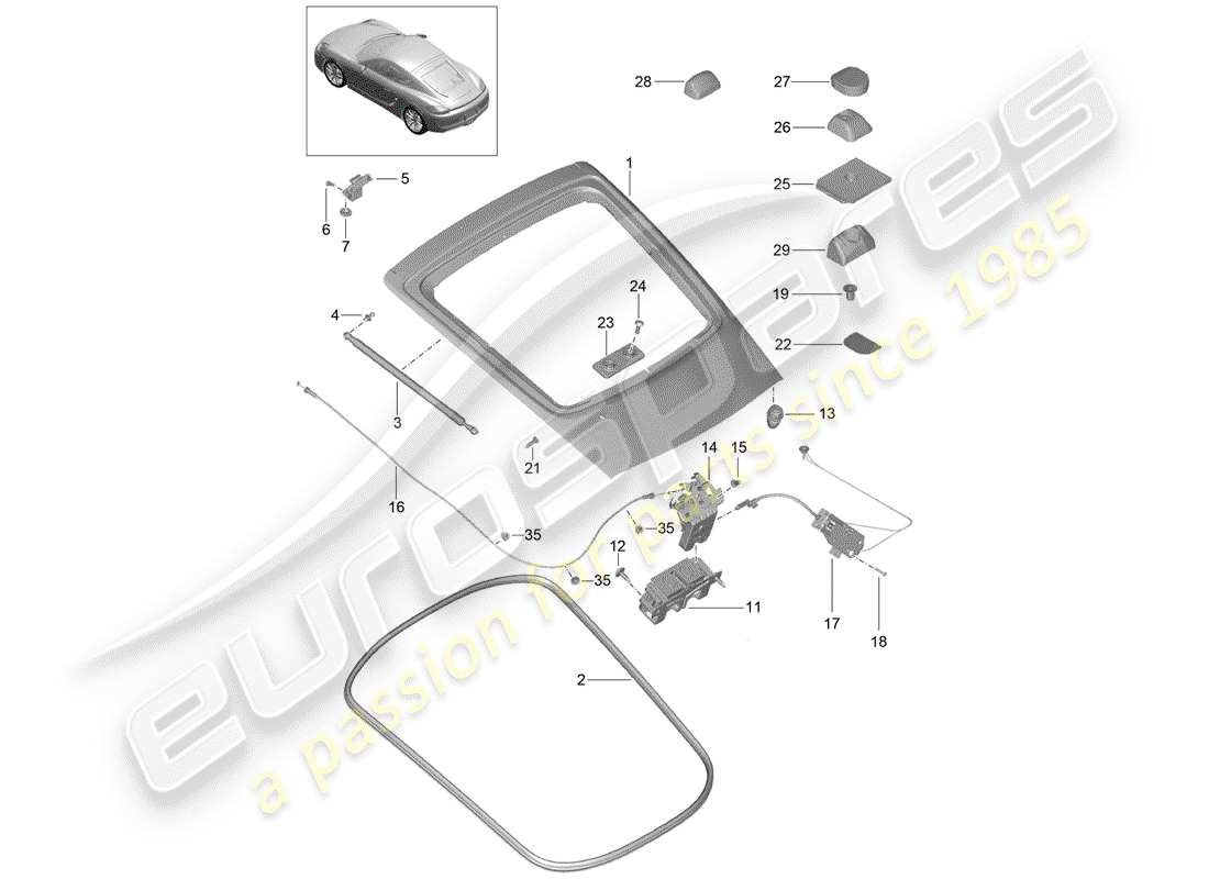 porsche cayman 981 (2016) cover part diagram