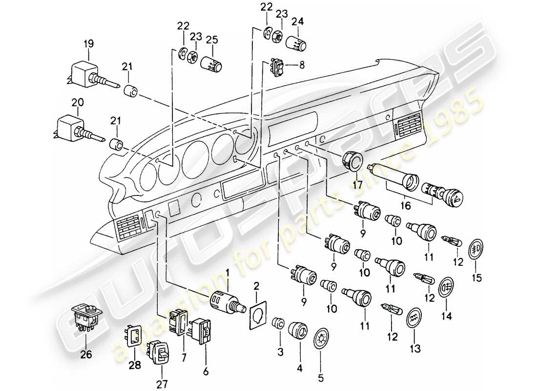 porsche 993 (1997) switch part diagram