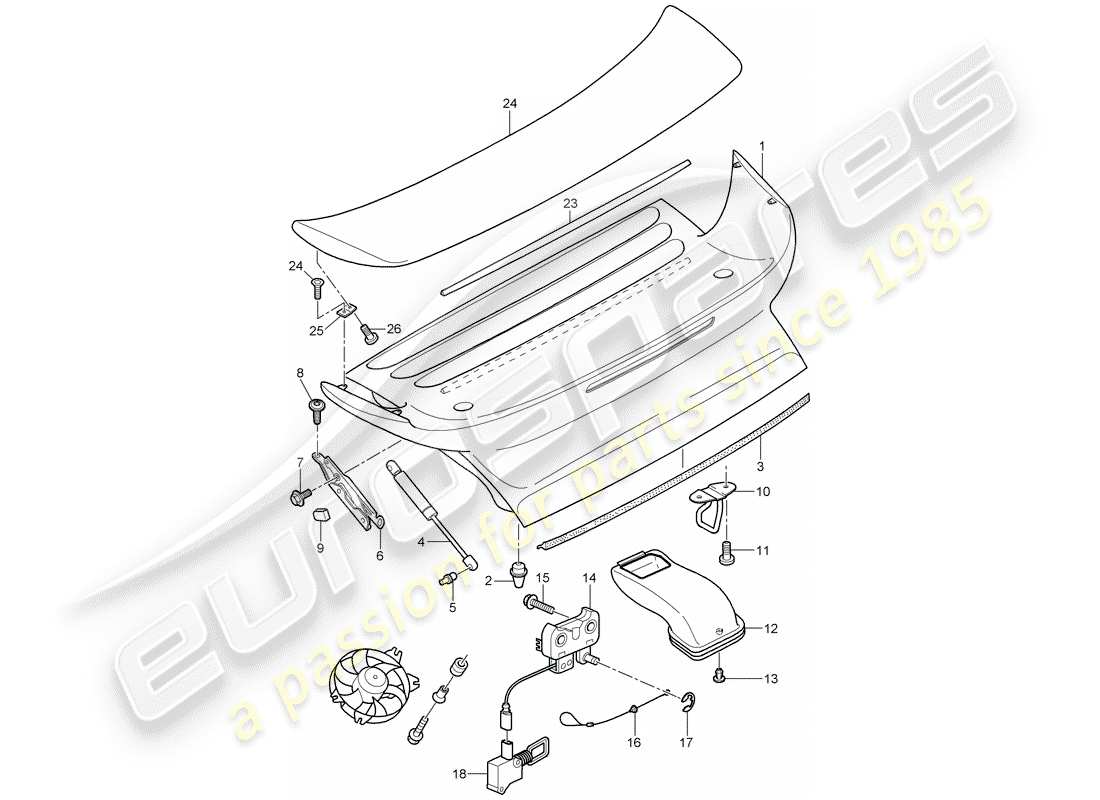 porsche 997 t/gt2 (2007) cover part diagram