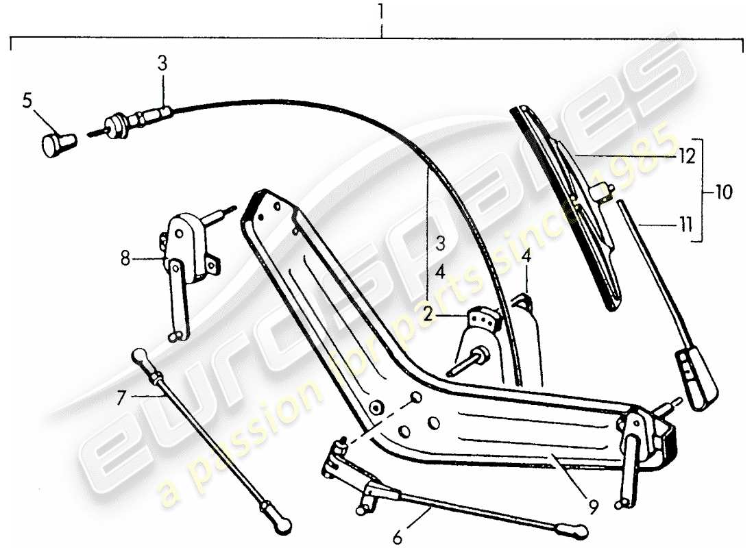 porsche 356/356a (1957) windscreen wiper system part diagram