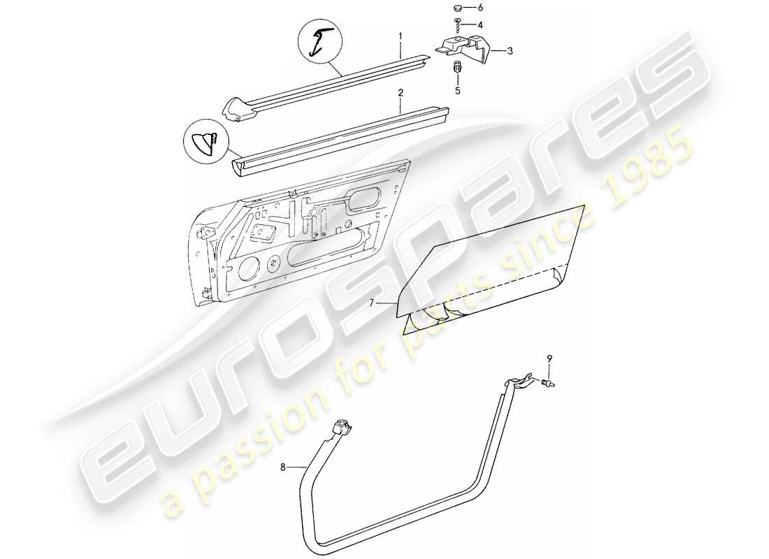 porsche 964 (1992) seal strip - doors part diagram