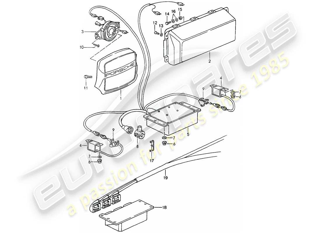 porsche 964 (1992) airbag part diagram