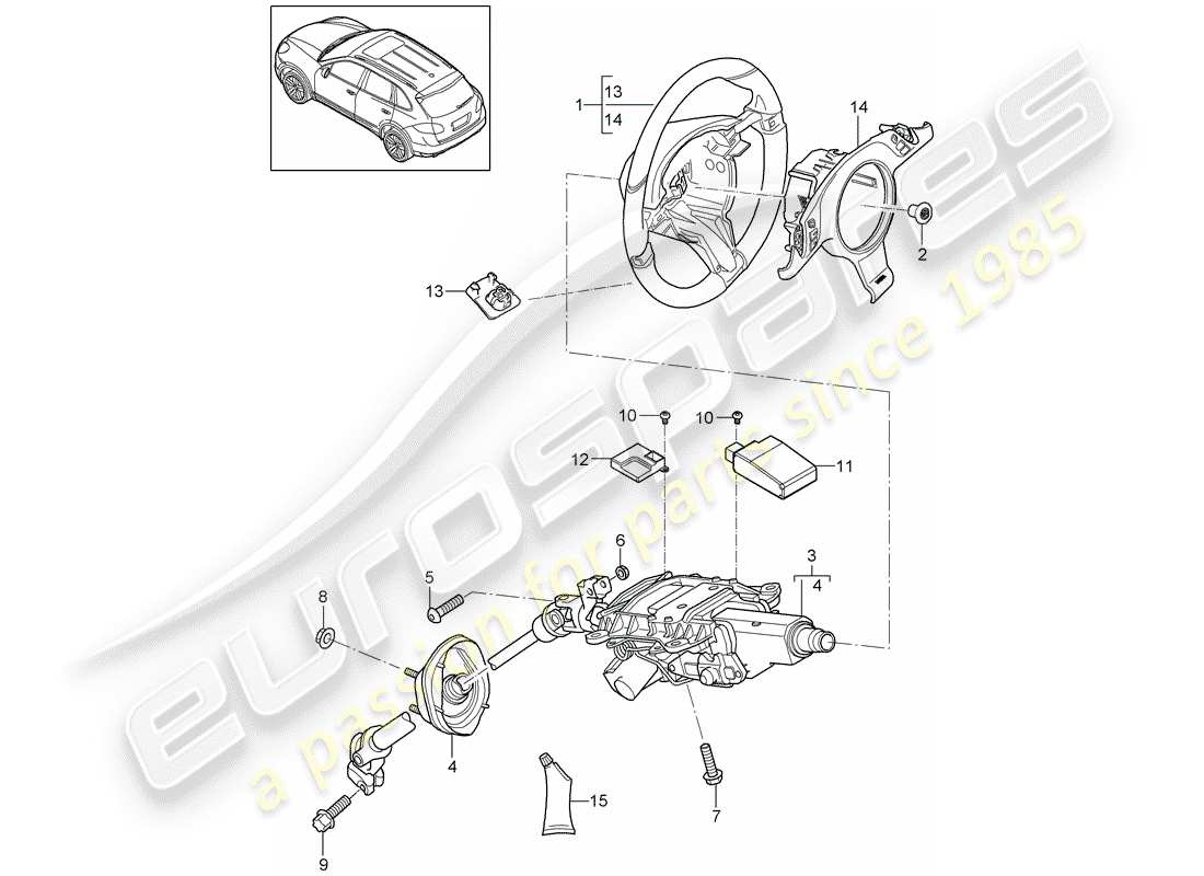 porsche cayenne e2 (2015) steering wheels part diagram