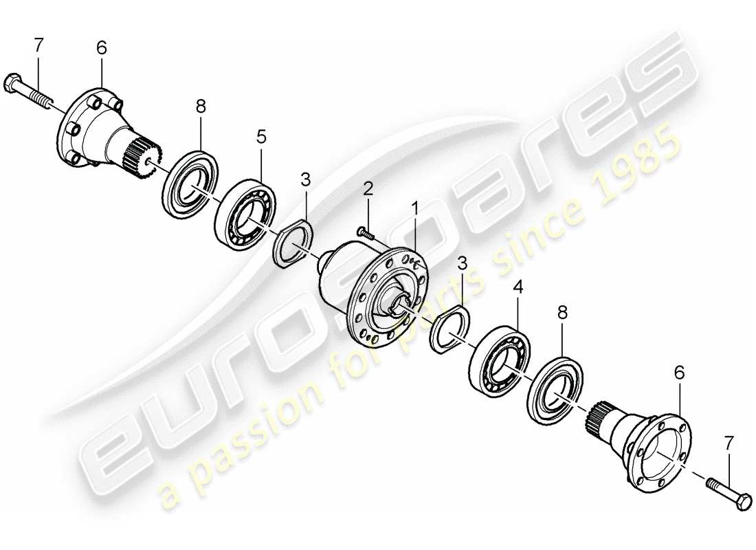 porsche 997 t/gt2 (2007) limited slip differential part diagram