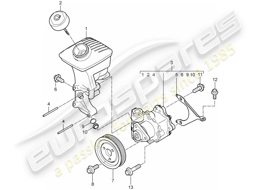 porsche boxster 987 (2009) power steering part diagram