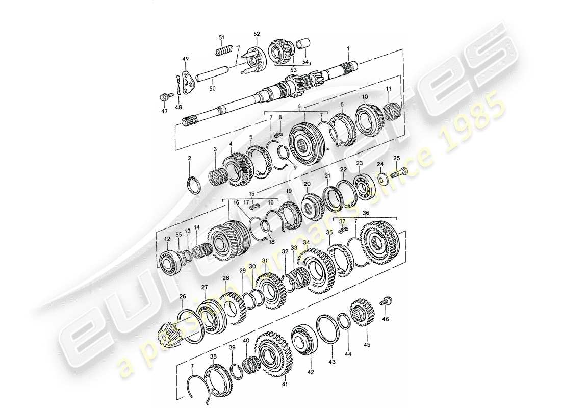 porsche 944 (1989) gears and shafts - for - manual gearbox part diagram