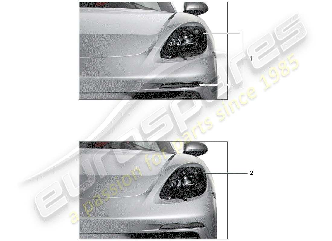 porsche tequipment 98x/99x (2015) headlamp part diagram