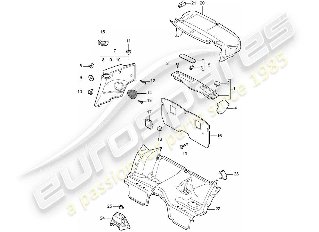 porsche 997 (2008) trims part diagram