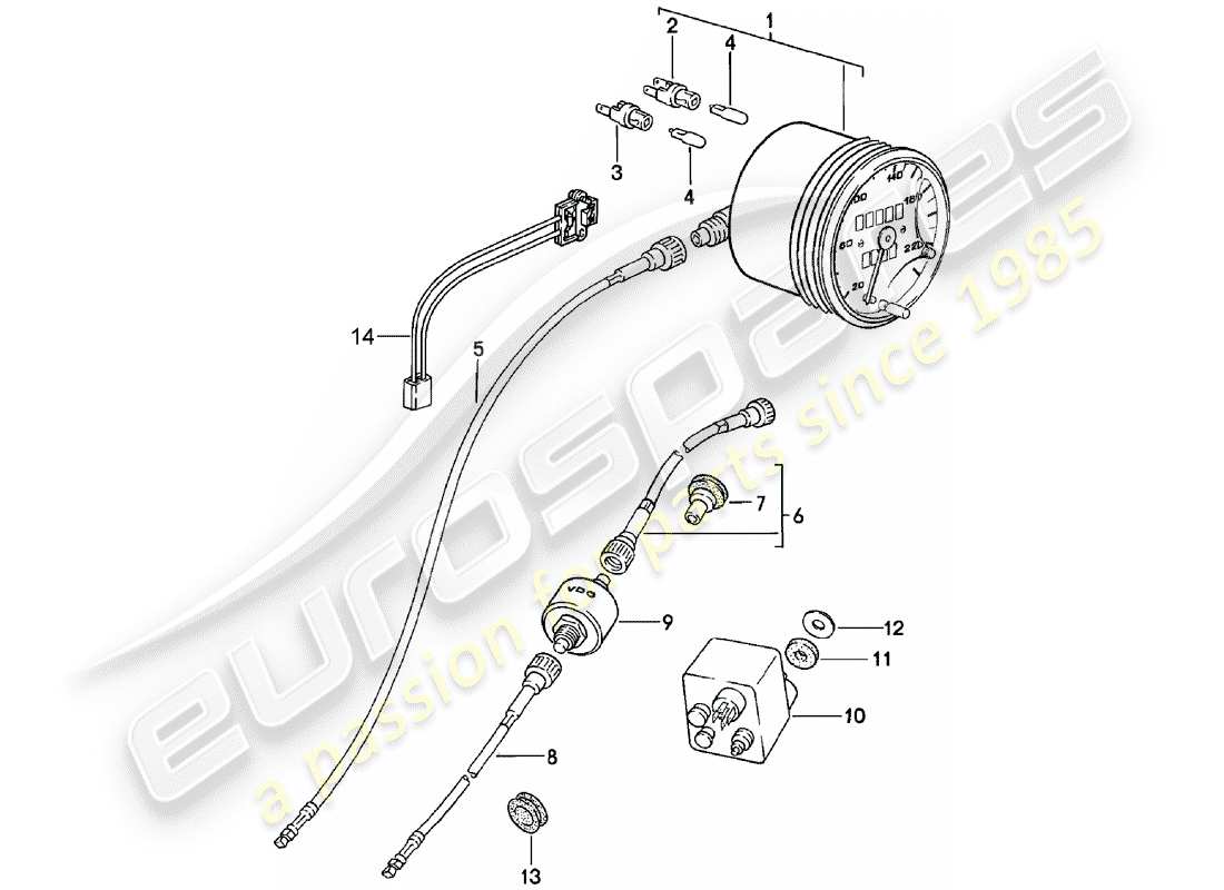 porsche 924 (1982) speedometer part diagram