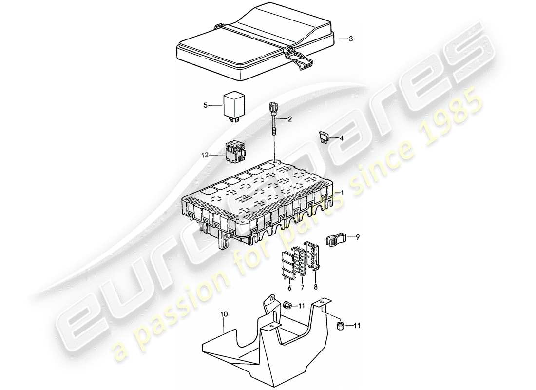 porsche 944 (1987) fuse box/relay plate part diagram