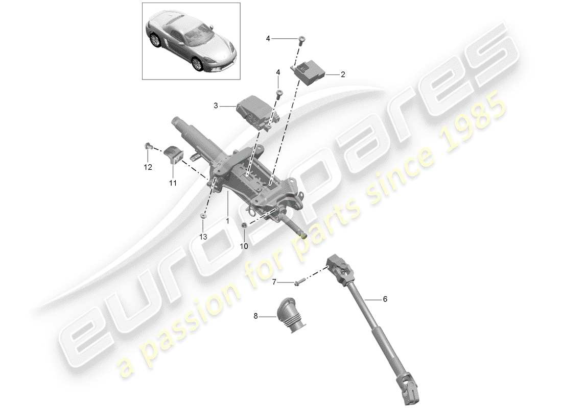 porsche 718 boxster (2018) steering column part diagram