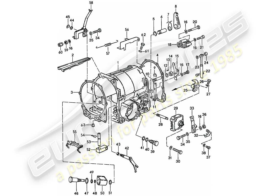 porsche 928 (1981) transmission case - 2 - automatic transmission part diagram