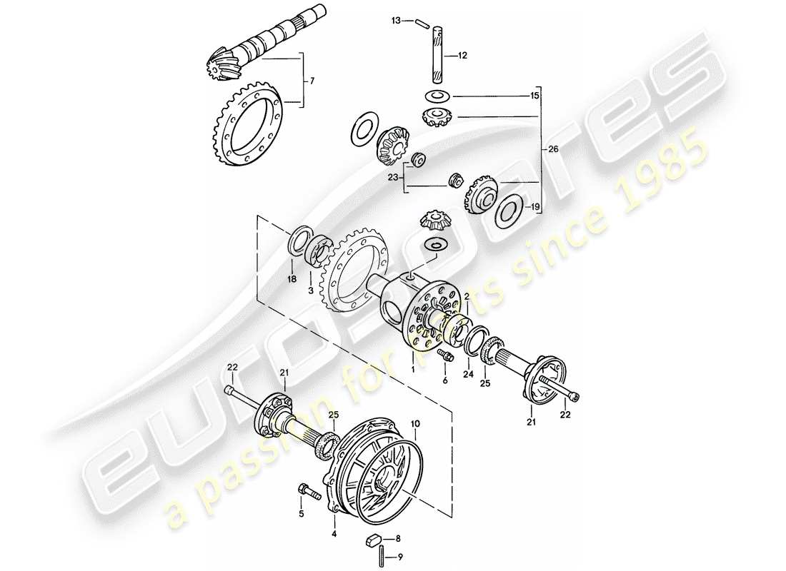 porsche 924 (1979) differential - 4-speed part diagram