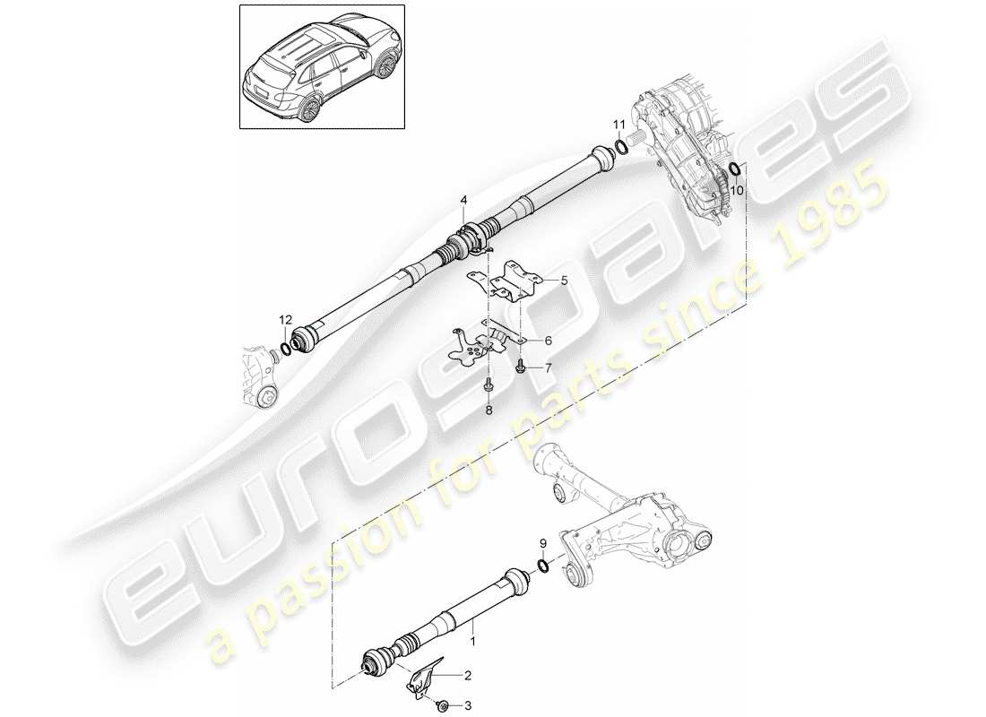 porsche cayenne e2 (2018) propeller shaft part diagram